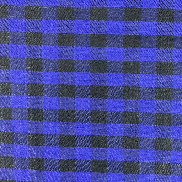 Vintage 70s blue-purple & black checkered double sided fabric 72” x 60” - Picture 6 of 7